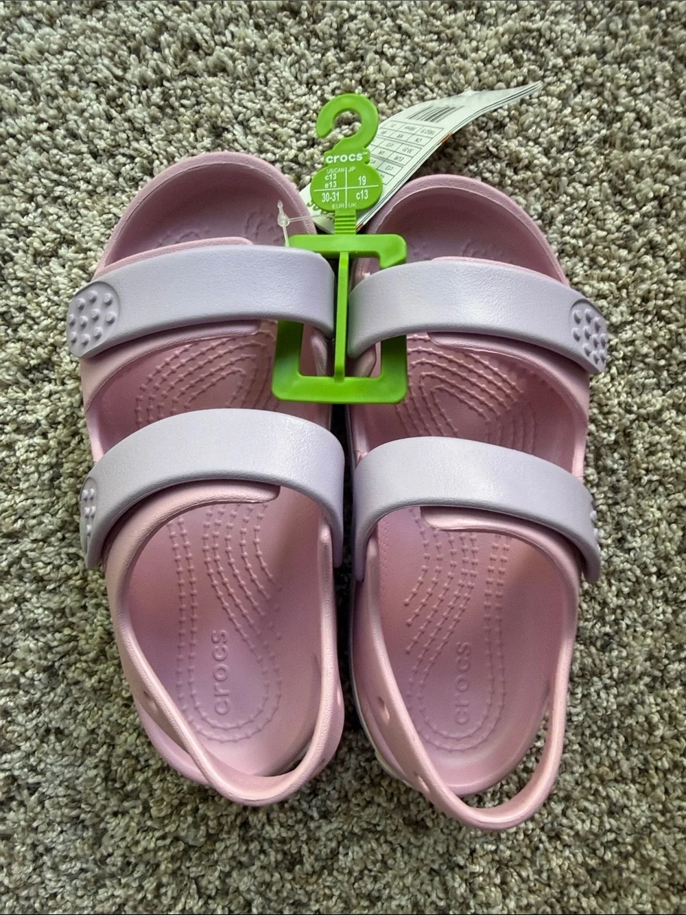 NWT CROCS Kids Pink Dual-Strap Sandals size toddler 13